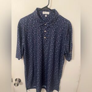 Peter Millar Men's Navy and White Polo Shirt